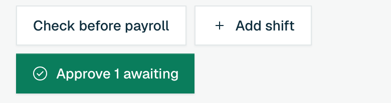 Timesheets header with Check before payroll and the Approve button